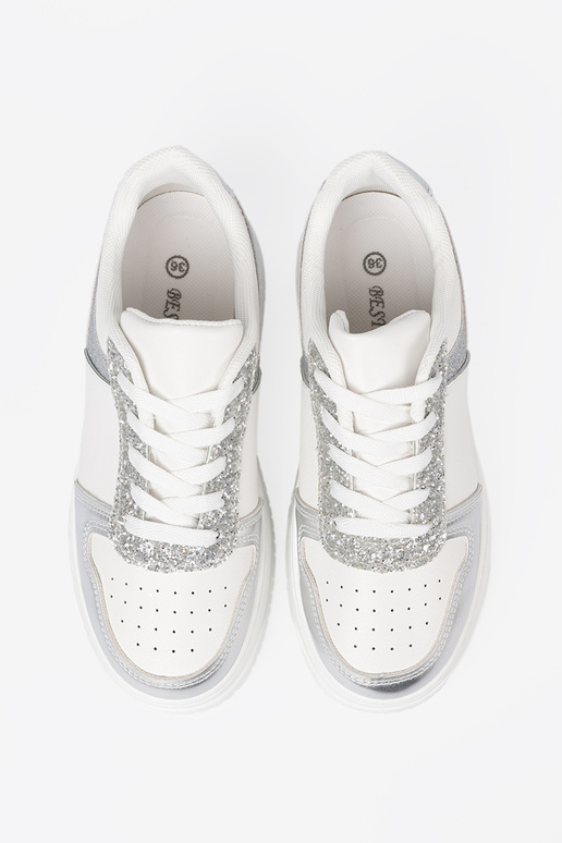 INeiß Silber Sneakers Stilvollllschuhe z połyskującymi detalami