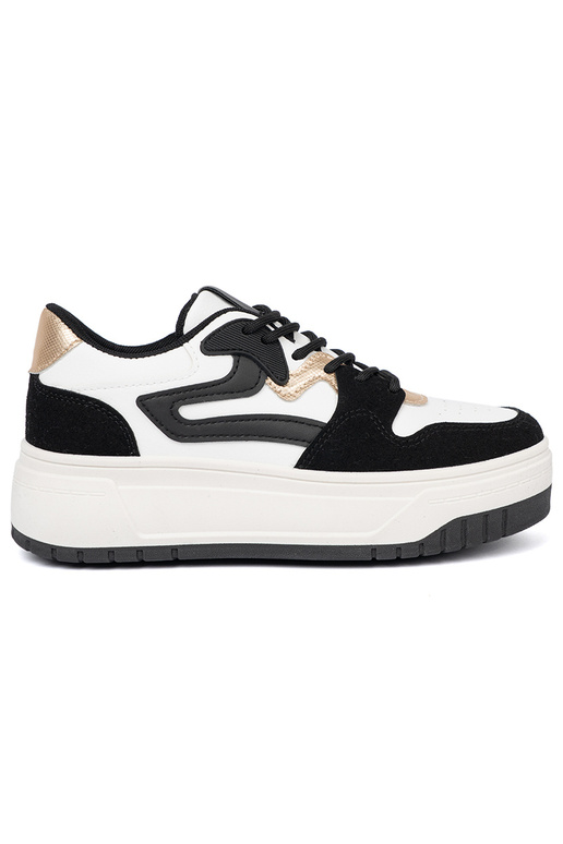 SchZuarz und Zueiße Farbe Sneakers Stilvollllschuhe ze goldenmi detalami