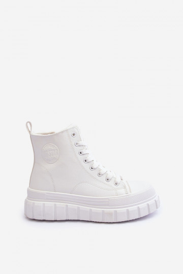 Weiße gefütterte Lederfreizeitschuhe mit Fell Big Star MM274624 2