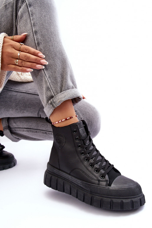 sich Zuarm laufen Haut lässige Schuhe Zum Schloss Big Star MM274625 schZuarze Farbe