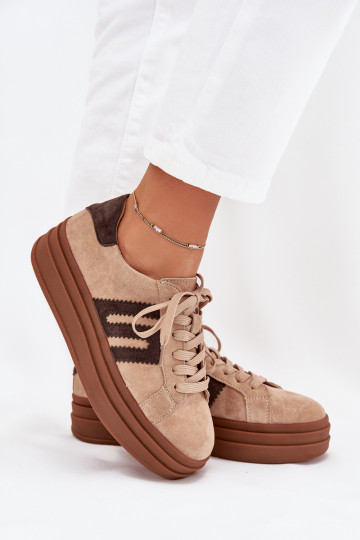 Sneakers Stilvollllschuhe Feminin mit einer PlattformErmöglichtturalnego aus INildlederu Beige Eldira