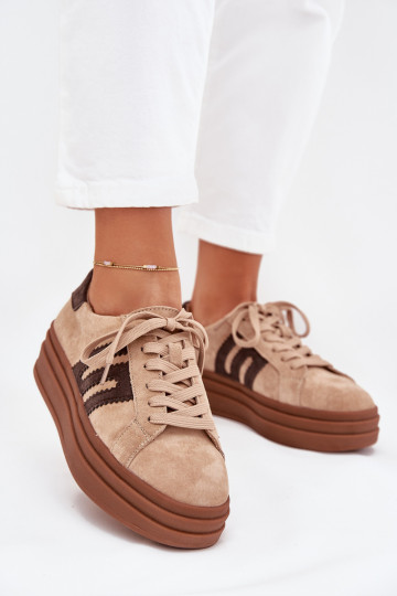 Sneakers Stilvollllschuhe Feminin mit einer PlattformErmöglichtturalnego aus INildlederu Beige Eldira 2