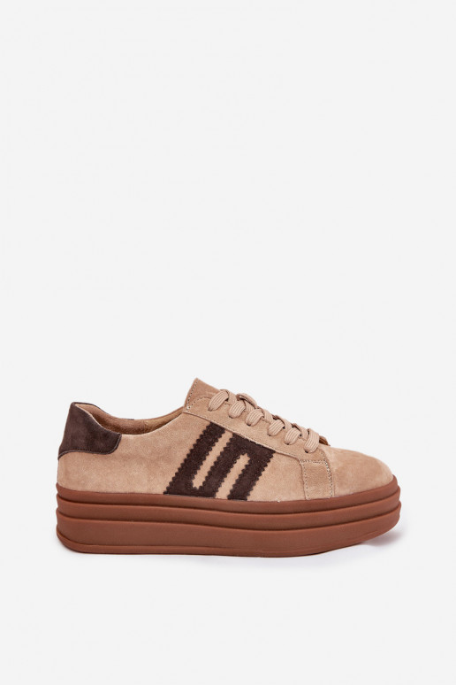 Sneakers Stilvollllschuhe Feminin mit einer PlattformErmöglichtturalnego aus INildlederu Beige Eldira