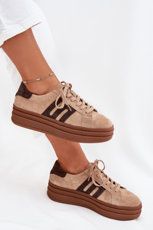 Sneakers Stilvollllschuhe Feminin mit einer PlattformErmöglichtturalnego aus INildlederu Beige Eldira