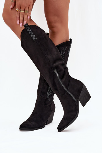 Stiefel CoZuboy-Stil Feminin Mit Dekoration mit Absätzen schZuarze Farbe Jovina 2