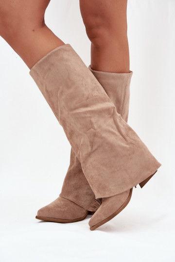 Ein überzeugendes Stilvollll Stiefel CoZuboy-Stil Feminin mit Absätzen mit Fransen Beige Zalia 2
