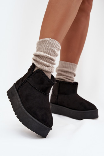 Damen Schneestiefel mit Plattform und Nähten Big Star SS274128 in Schwarz
