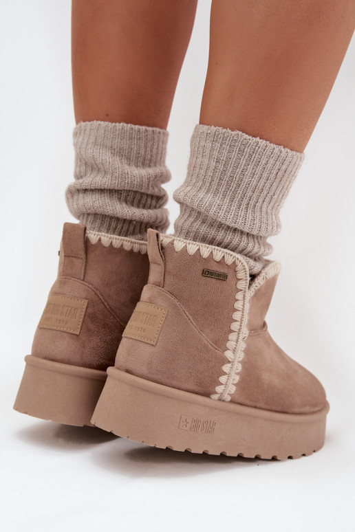 Schneestiefel Feminin mit einer PlattformPrzeszyciami Big Star SS274129 Beige