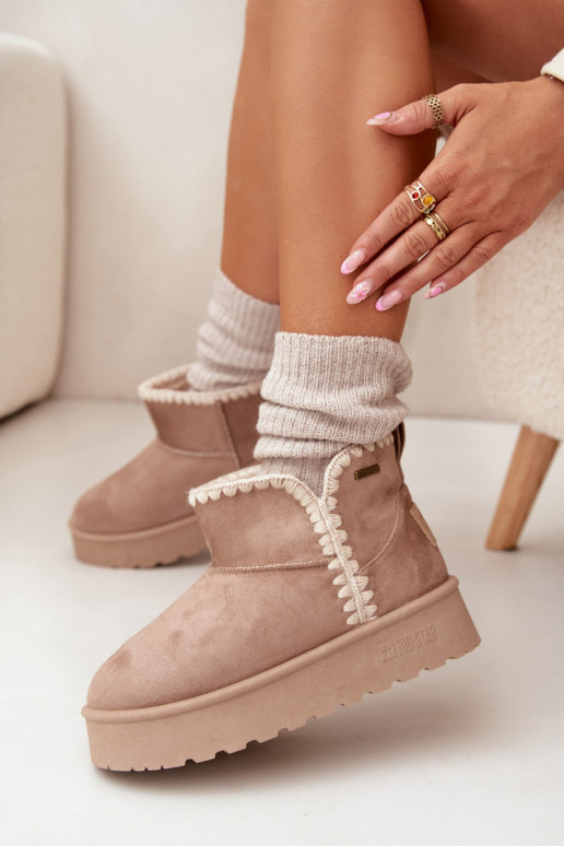 Schneestiefel Feminin mit einer PlattformPrzeszyciami Big Star SS274129 Beige