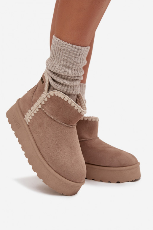 Schneestiefel Feminin mit einer PlattformPrzeszyciami Big Star SS274129 Beige