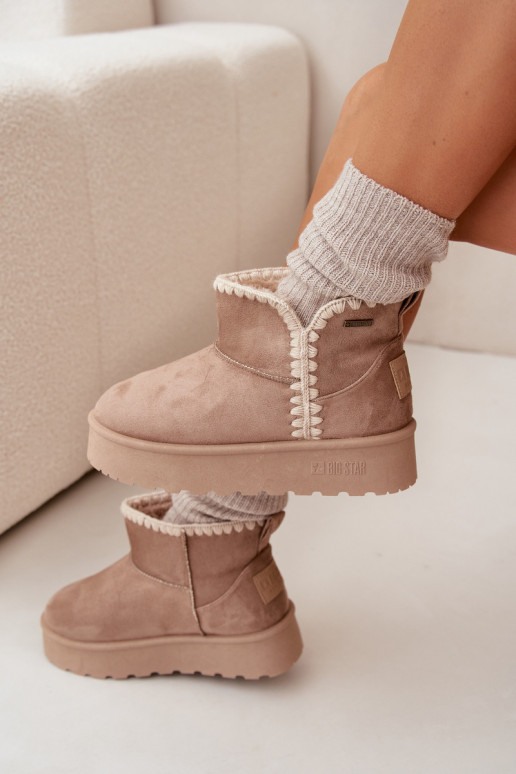 Schneestiefel Feminin mit einer PlattformPrzeszyciami Big Star SS274129 Beige