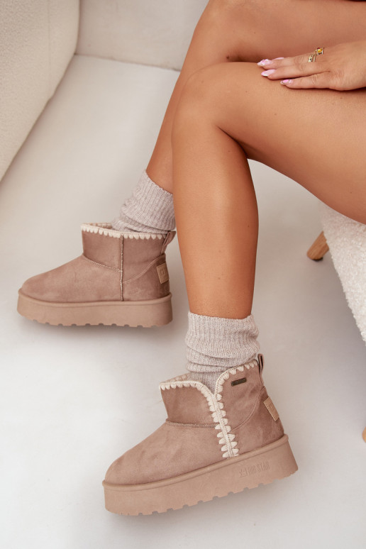 Schneestiefel Feminin mit einer PlattformPrzeszyciami Big Star SS274129 Beige