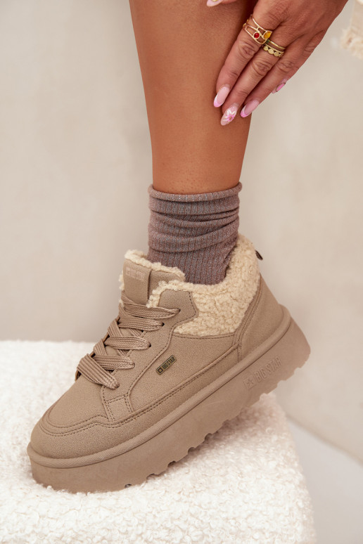 Sneakers Stilvollllschuhe Feminin mit einer Plattform mit Pelzmantel Typu Baranek Big Star SS274105 Beige Sneakers Stilvollllschuhe Feminin mit einer Plattform mit Pelzmantel Typu Baranek Big Star SS274105 Beige