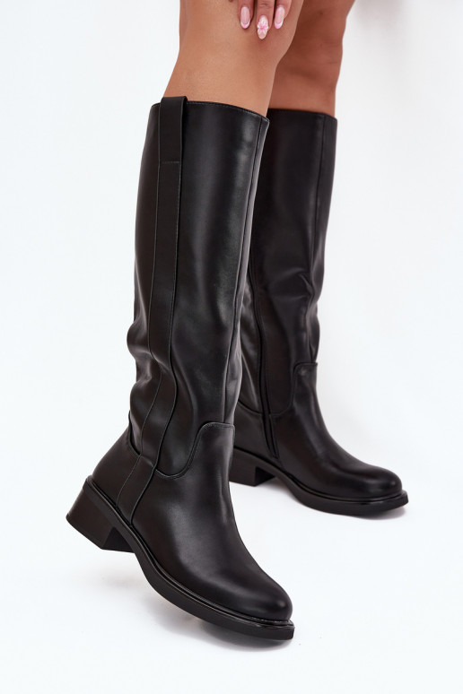 Damen-Stiefel mit niedrigem Absatz, gefüttert, in schwarzer Farbe Averna