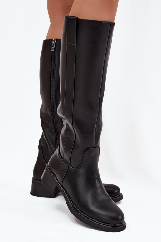 Damen-Stiefel mit niedrigem Absatz, gefüttert, in schwarzer Farbe Averna