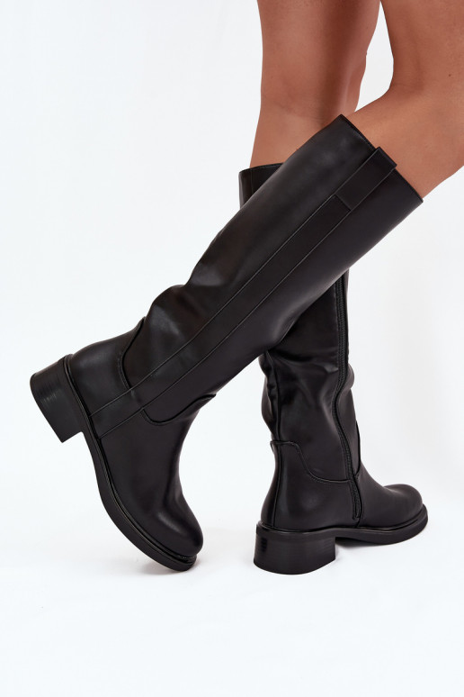 Damen-Stiefel mit niedrigem Absatz, gefüttert, in schwarzer Farbe Averna