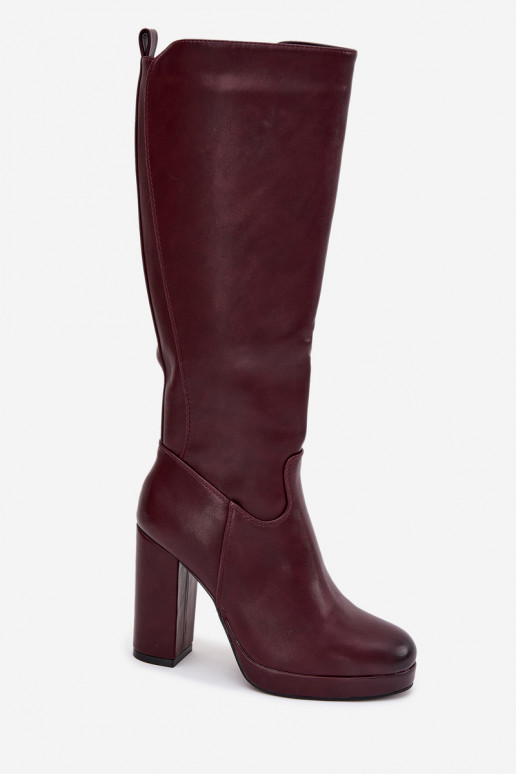 Damenstiefel kniehoch mit Absätzen Eko Haut Burgund Thalina Damenstiefel kniehoch mit Absätzen Eko Haut Burgund Thalina