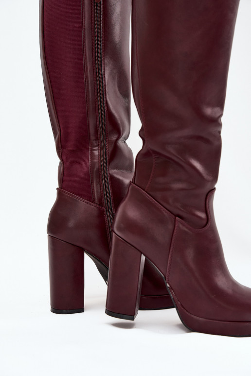 Damenstiefel kniehoch mit Absätzen Eko Haut Burgund Thalina Damenstiefel kniehoch mit Absätzen Eko Haut Burgund Thalina