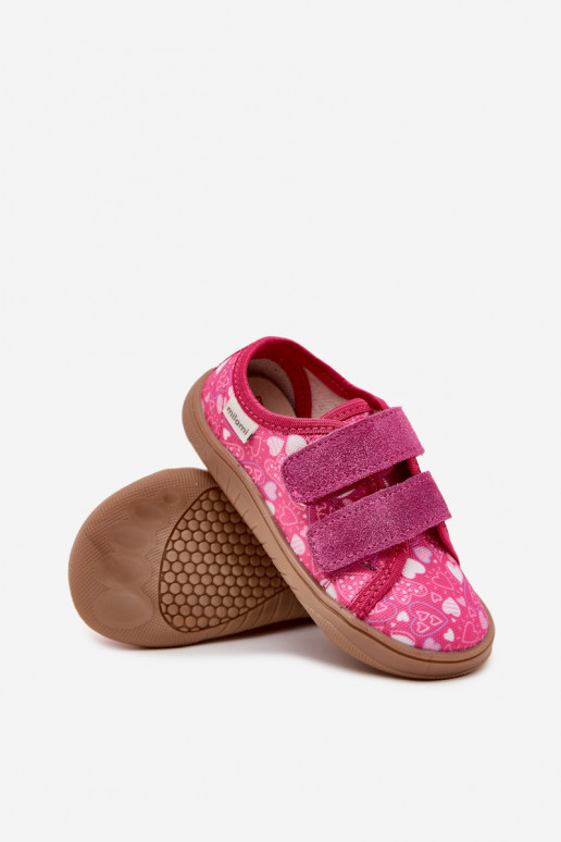 Hausschuhe Barefoot Kindisch mit Herzen Milami pinke Farbe Saphira