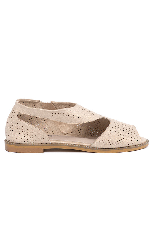 goldene Farbe Sandalen durchbrochen auf flacher Sohle