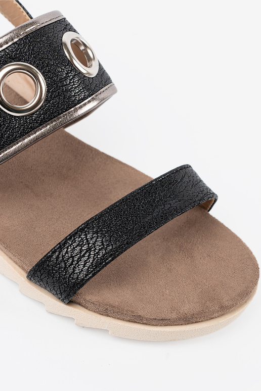 schZuarze Farbe Sandalen z ozdobnymi metaloZuymi kółkami