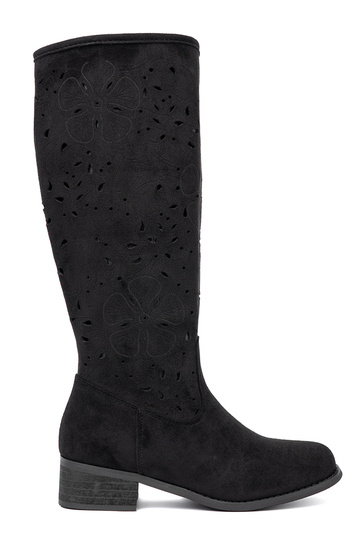 aus INildleder schZuarze Farbe lange Stiefel przed kolano 2