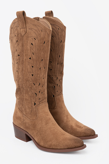 Stiefel przed kolano braune Farbe durchbrochen