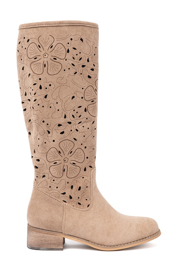 aus INildleder Beige lange Stiefel przed kolano 2