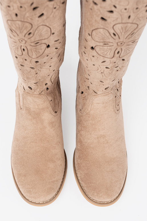 aus INildleder Beige lange Stiefel przed kolano aus INildleder Beige lange Stiefel przed kolano