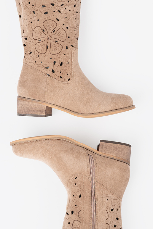 aus INildleder Beige lange Stiefel przed kolano aus INildleder Beige lange Stiefel przed kolano