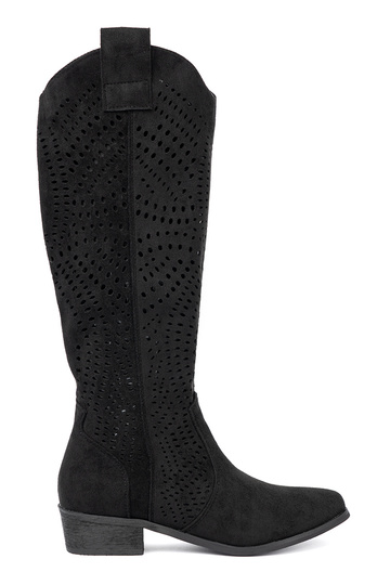 schZuarze Farbe durchbrochen lange Stiefel Zu stylu koZubojek 2