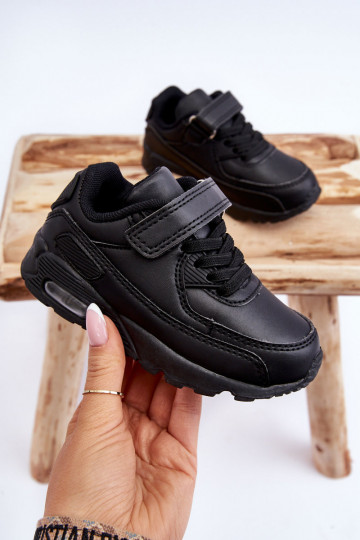 Kinder schwarze Leder-Sportschuhe mit Plattform Lori