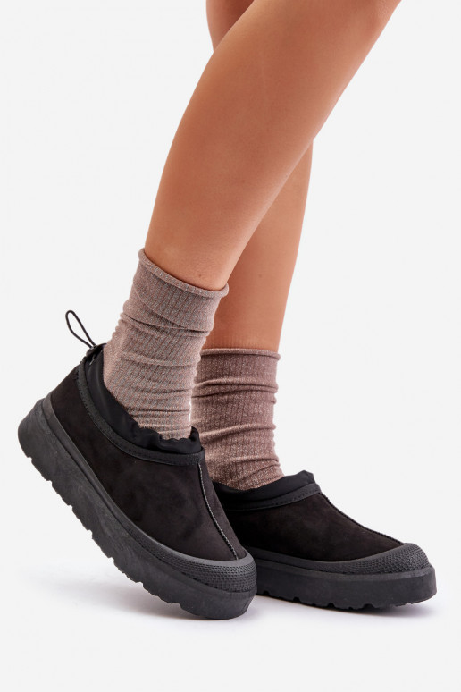 Schneestiefel Feminin mit einer Plattform Mit niedrigem Oberteil schZuarze Farbe Izamine