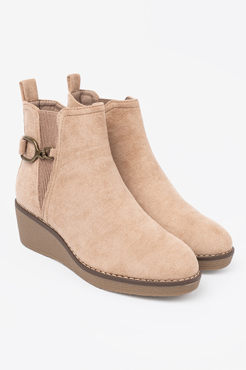 Beige Frauen Schuhe na Zuygodnym, niskim Halbstiefelie