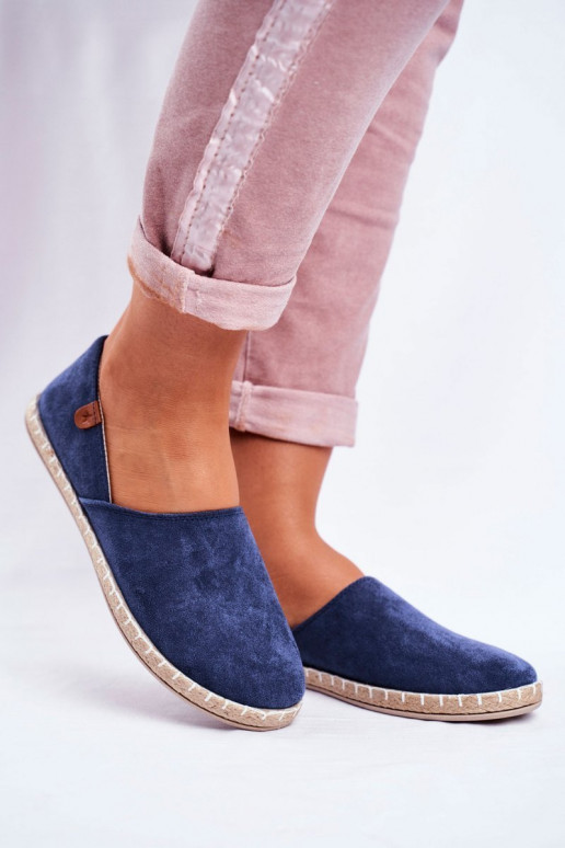Espadrilles mit Veloursmaterial Dunkelblau Vulcano