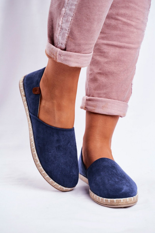 Espadrilles mit Veloursmaterial Dunkelblau Vulcano