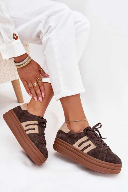 Sneakers Stilvollllschuhe Feminin mit einer PlattformErmöglichtturalnego aus INildlederu CzekoladoZue Eldira