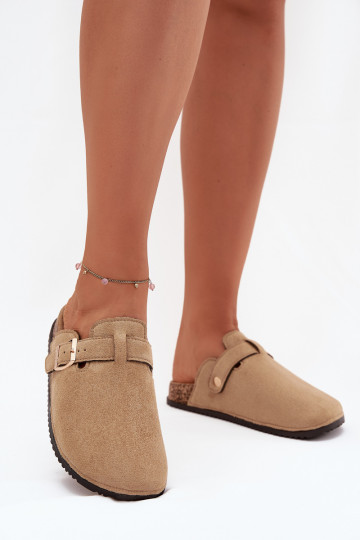 Hausschuhe Verstopfungen Feminin mit einer Plattform mit goldenen Schnallen Big Star SS274738 Beige 2
