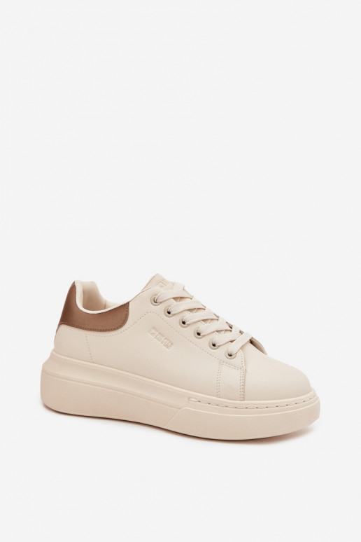 Sneakers Stilvollllschuhe Feminin mit einer Plattform Big Star SS274246 elfenbeinfarbe