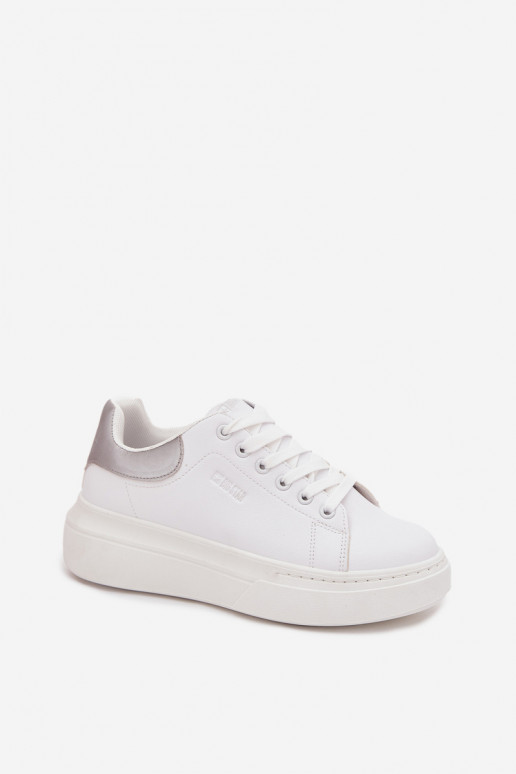Sneakers Stilvollllschuhe Feminin mit einer Plattform Big Star SS274245 INeiß-Silberfarbe
