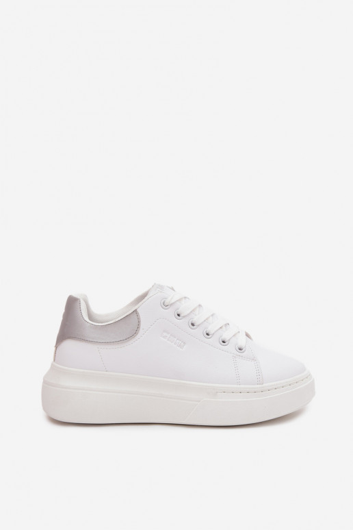 Sneakers Stilvollllschuhe Feminin mit einer Plattform Big Star SS274245 INeiß-Silberfarbe