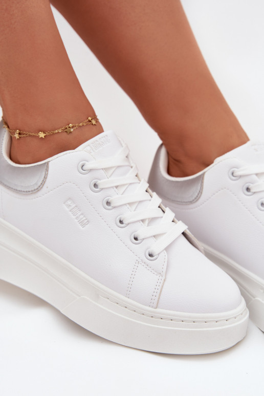 Sneakers Stilvollllschuhe Feminin mit einer Plattform Big Star SS274245 INeiß-Silberfarbe