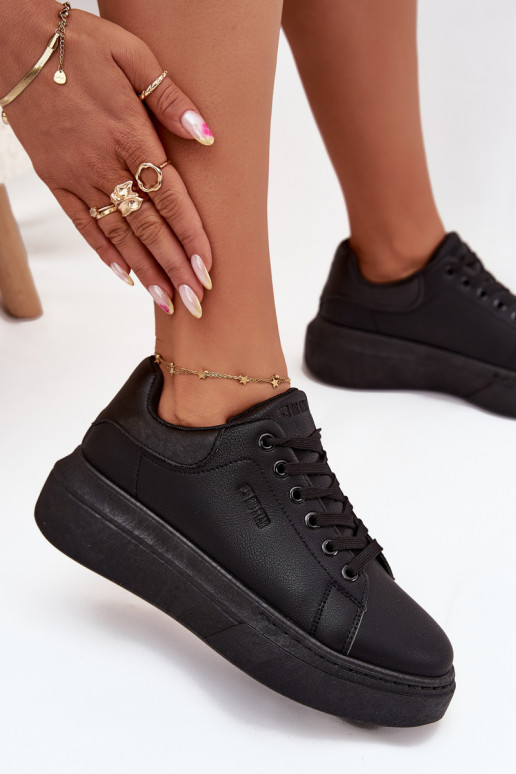 Sneakers Stilvollllschuhe Feminin mit einer Plattform Big Star SS274244 schZuarze Farbe