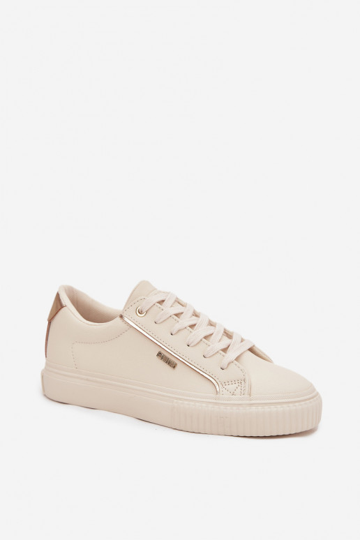 Feminin Sneakers Stilvollllschuhe aus Öko-Leder Big Star SS274027 Beige-goldene Farbe Feminin Sneakers Stilvollllschuhe aus Öko-Leder Big Star SS274027 Beige-goldene Farbe