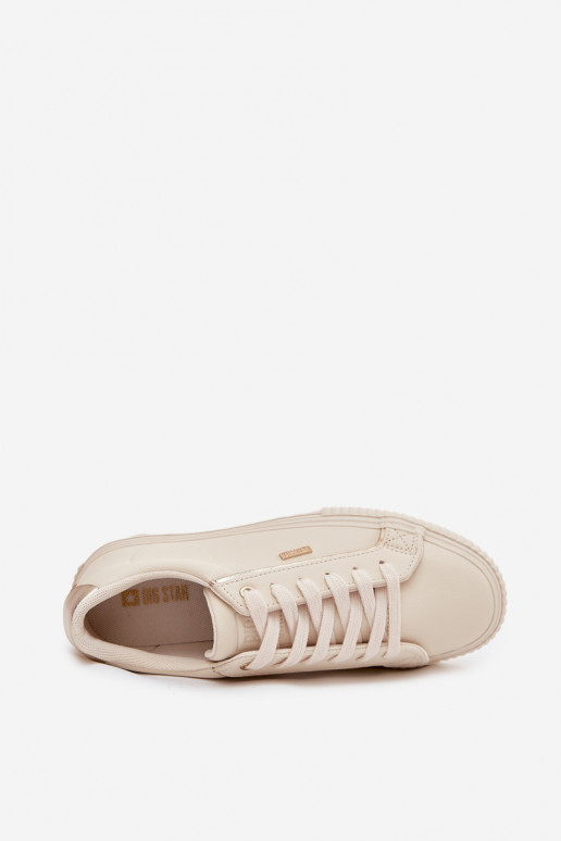 Feminin Sneakers Stilvollllschuhe aus Öko-Leder Big Star SS274027 Beige-goldene Farbe Feminin Sneakers Stilvollllschuhe aus Öko-Leder Big Star SS274027 Beige-goldene Farbe