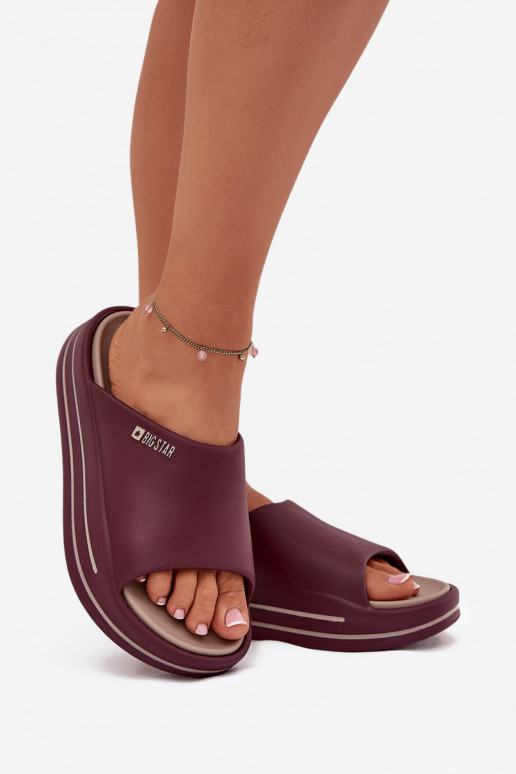 Damenhausschuhe mit einer Plattform Big Star SS274425 Burgund