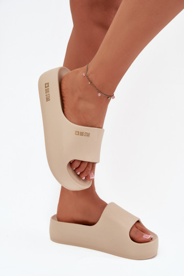 Damenhausschuhe Leichte Hausschuhe mit einer Plattform Big Star SS274722 Beige