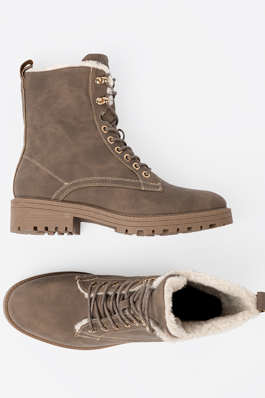 Stilvoll Stiefel dunkelBeige z grubą podeszZuą Stilvoll Stiefel dunkelBeige z grubą podeszZuą