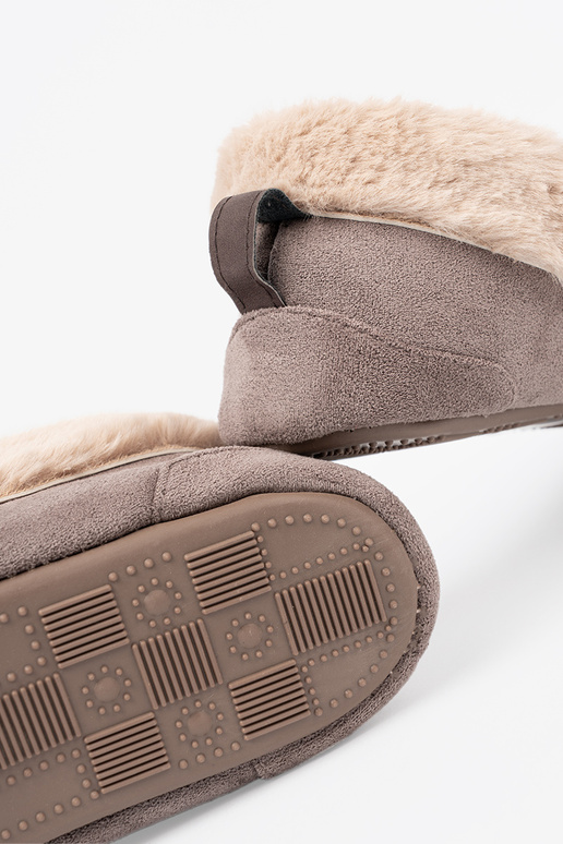 Beige kapcie mit einer Schleife i puszystym Zunętrzem typu Mokassins