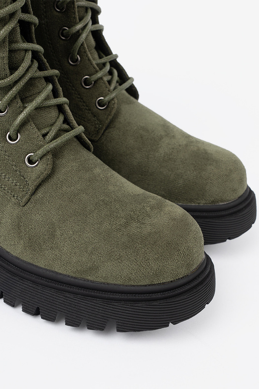 Khaki-Farbe-Farbe hohe Reitstiefel z grubą podeszZuą i Schnürsenkelm